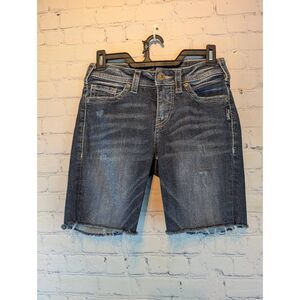 Silver Suki high-rise denim cut off shorts 27"
